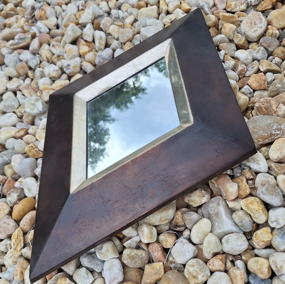 Mirror Wall Hanging Decor Rustic Metal Frame Vintage Modern Industrial Triangle